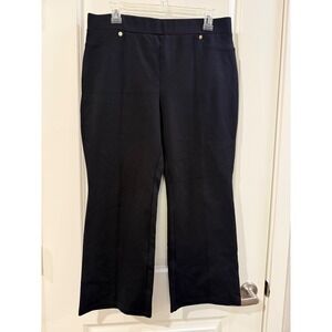 Michael Kors Black Pull On Kick Flare Pants Gold Hardware Front Seam Large